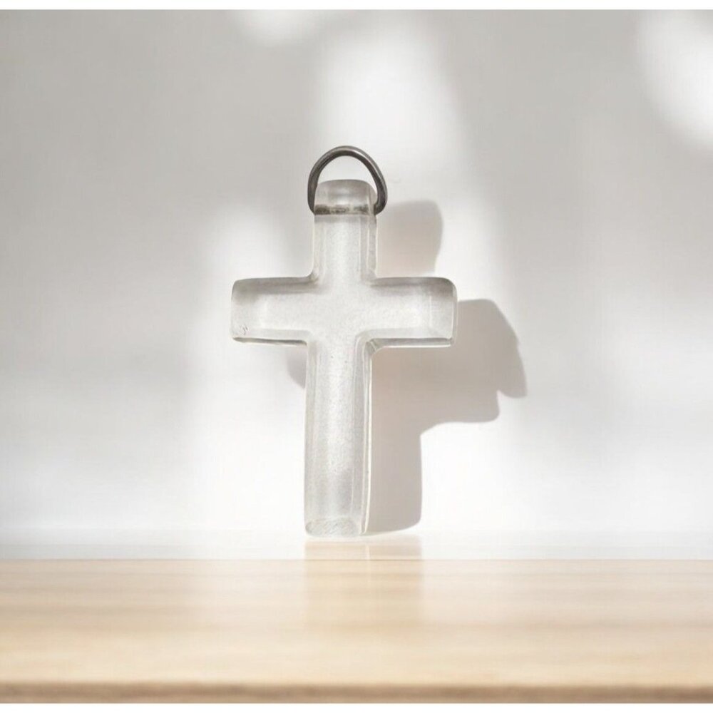 Cross Pendant Clear Acrylic Charm With Metal Loop